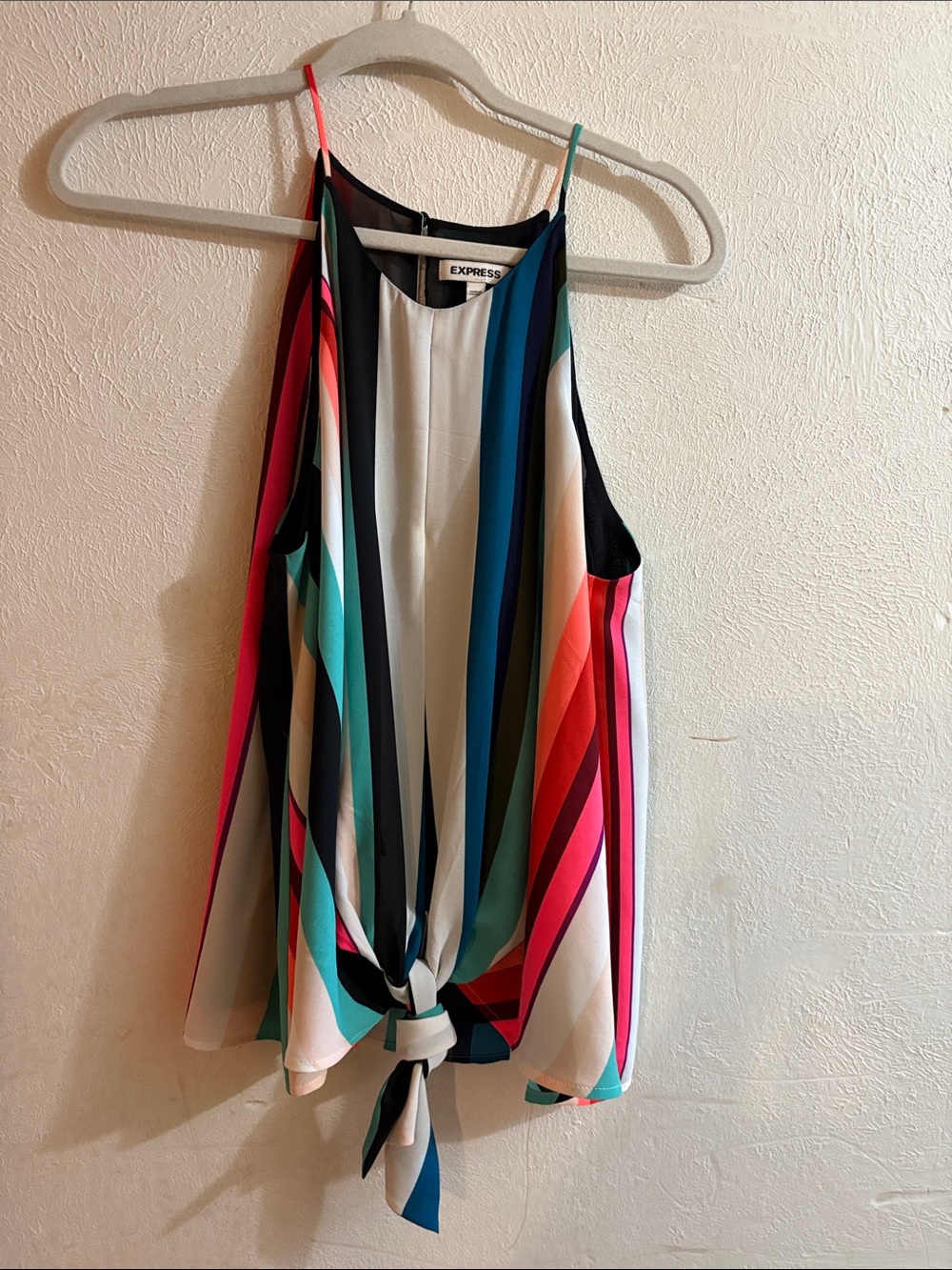 Express Multicolor Striped Tie-Front Camisole